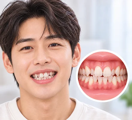 덧니가 있는 성인의 치아 배열